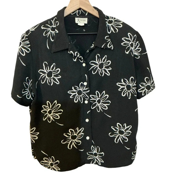 K Studio Vintage Floral Graphic Print Button Down Shirt, 14 - Picture 1 of 7